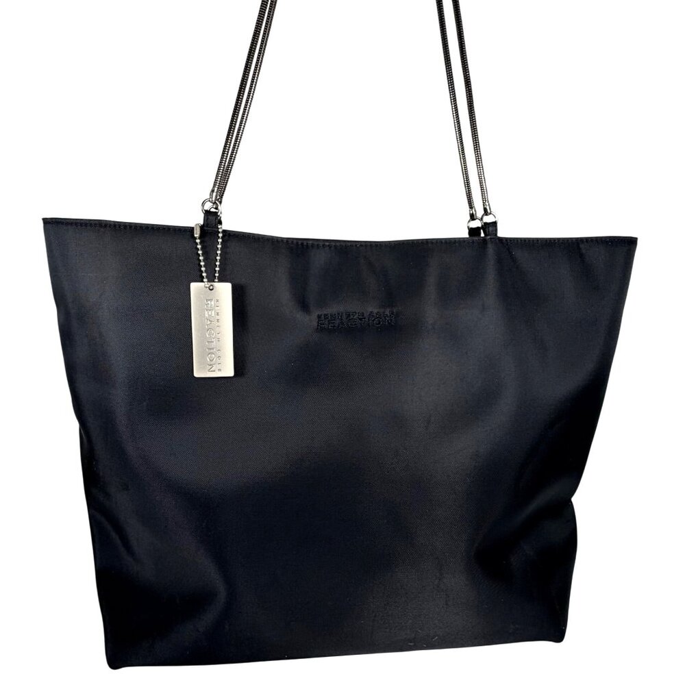Kenneth Cole Reaction Black Lightweight Nylon Tote Bag Chain Straps w/ Hang Tag
